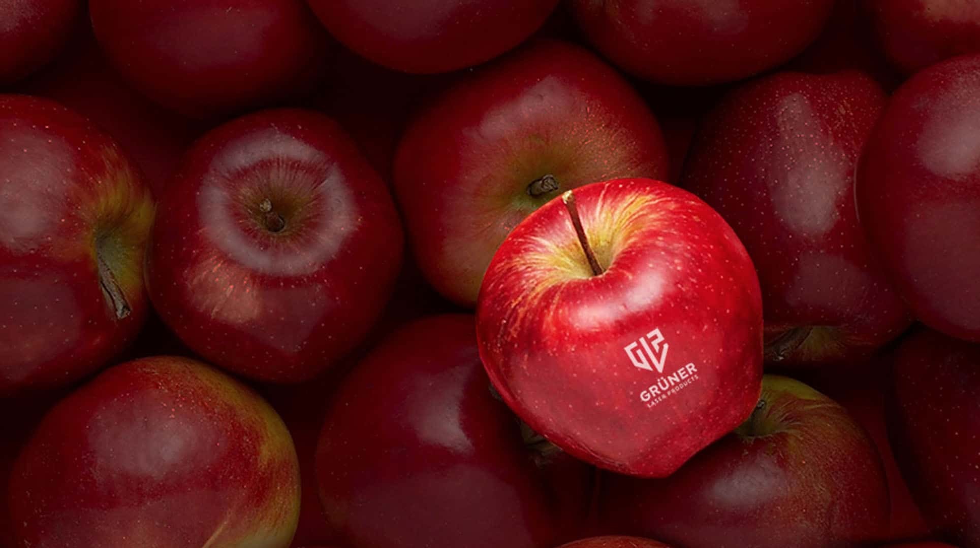 Logo auf Obst - Apfel mit Logo