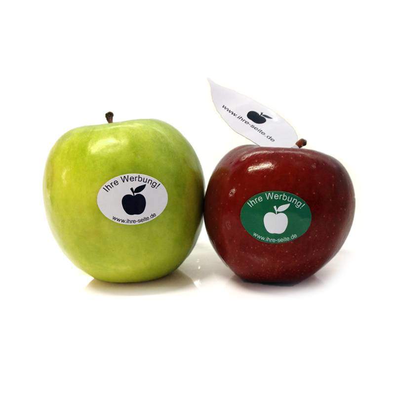 Zwei Äpfel mit Logo